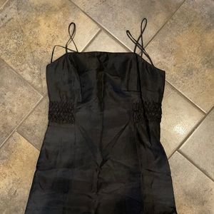 long, black, silk dress